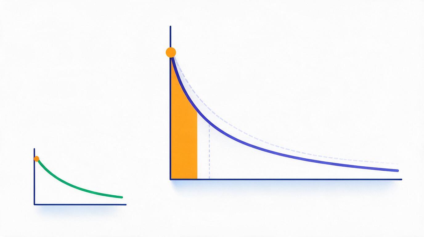 Conversion probability decaying sharply with response delay