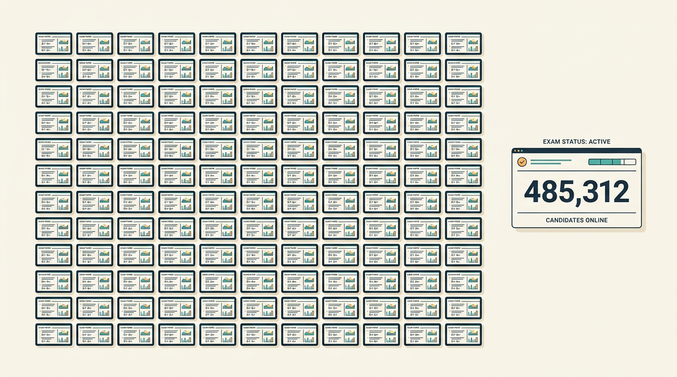 A thousand candidates sitting the same online exam at the same time