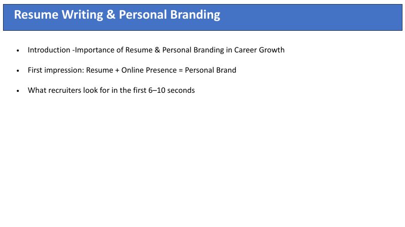 Slide 1 of ITRC's resume-writing PDF: a title bar and bullet points on a white background