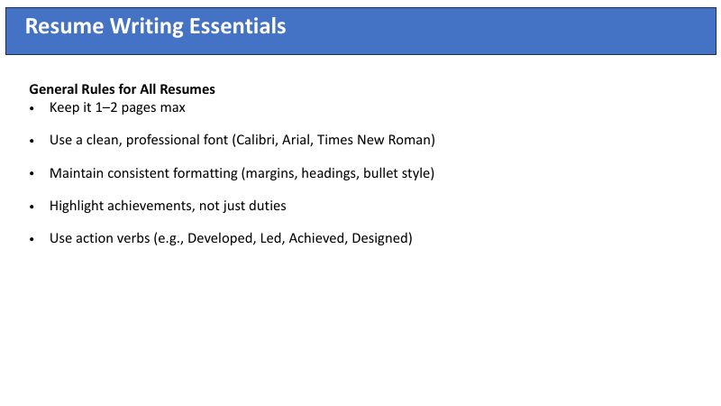 Slide 2 of ITRC's resume-writing PDF: a title bar and bullet points on a white background