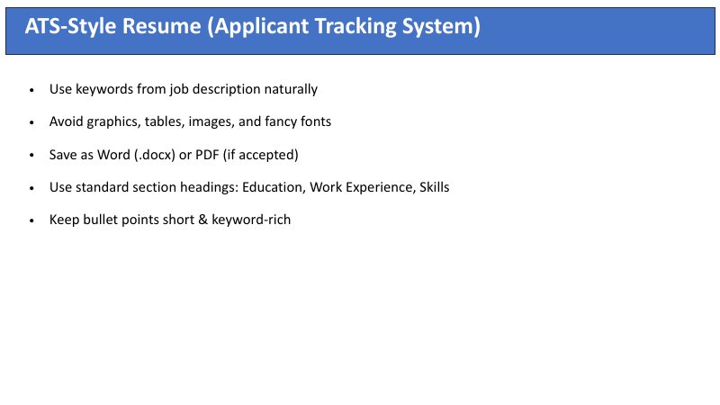 Slide 5 of ITRC's resume-writing PDF: a title bar and bullet points on a white background